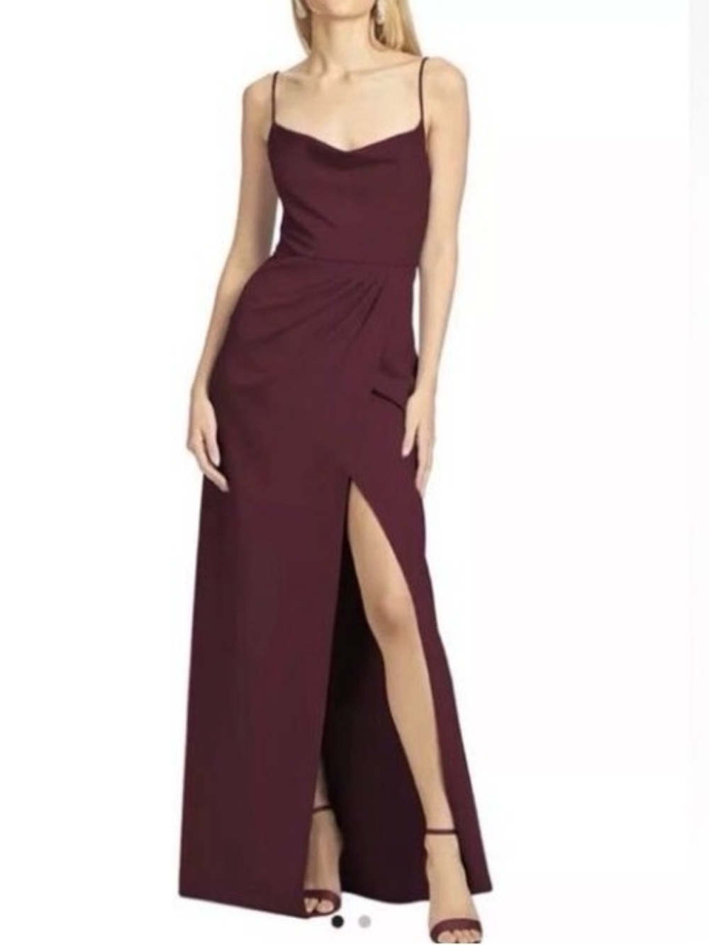NWT Sachin & Babi Classic Long Cocktail Dress - 10 - Burgundy Spaghetti Straps